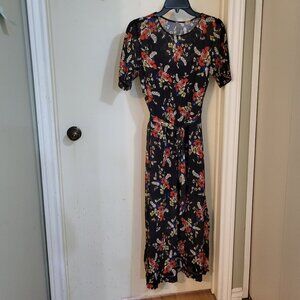 Crinkle Maxi Dress Short Sleeves